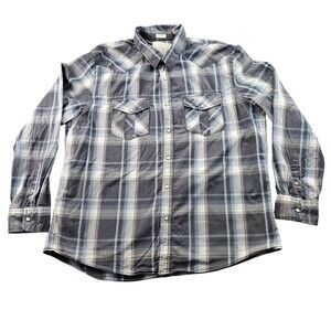 American Eagle Western Shirt Mens 2XL Multi-Plaid Vintage Fit Collar Pearl Snap